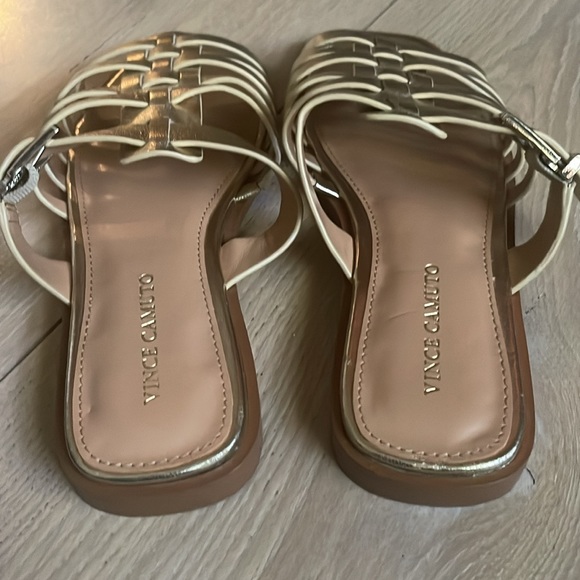 Vince Camuto Gold Woven Slide Sandal - Picture 3 of 4